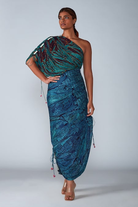 Buy W Green Printed Maxi Saree Dress for Women Online @ Tata CLiQ
