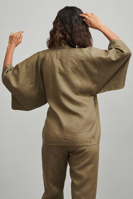 Dash And Dot Green Linen Top And Joggers Set 5