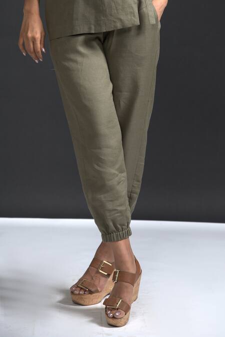 Dash And Dot Green Linen Top And Joggers Set 6