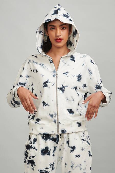 Dash And Dot_Black Organic Cotton Hooded Tie And Dye Track Suit Set_at_Aza_Fashions