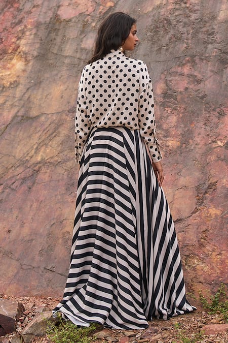 Dash And Dot Dot Print Blouse & Skirt Set 