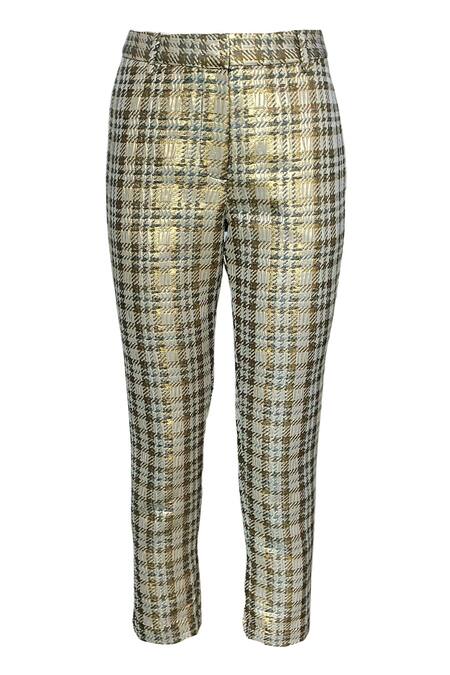 Shop_Dash And Dot_Black 14% Lurex, 86% Polyester Checkered Round Pattern Top And Pant Set_Online_at_Aza_Fashions