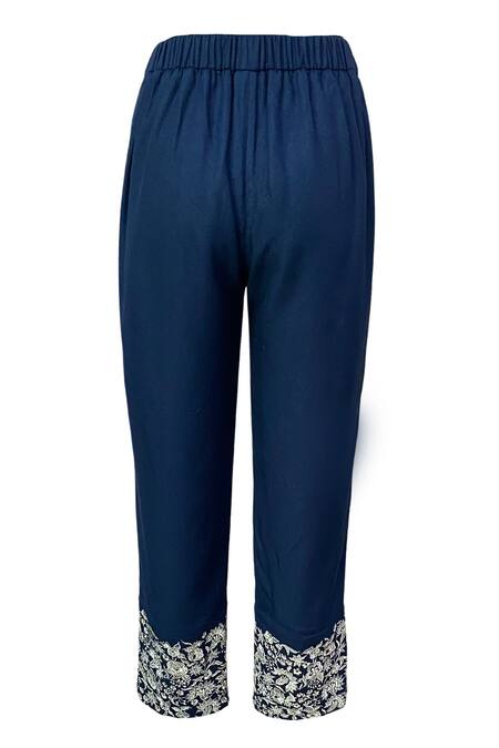 Dash And Dot Blue 100% Viscose Floral Asymmetric One Shoulder Top And Pant Set at Aza Fashions Dash And Dot_Blue 100% Viscose Floral Asymmetric One Shoulder Top And Pant Set _at_Aza_Fashions