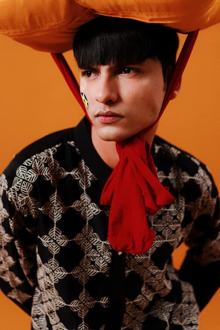 Buy Wabi Sabi By Anshum-Ritesh Black Chanderi Embroidery Wabi Kurta Set Online at Aza Fashions Buy_Wabi Sabi By Anshum-Ritesh_Black Chanderi Embroidery Wabi Kurta Set _Online_at_Aza_Fashions