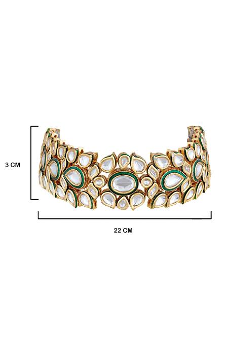 Anayah Jewellery_Gold Plated Diamonds, Stones Kundan Polki Choker Set_Online_at_Aza_Fashions