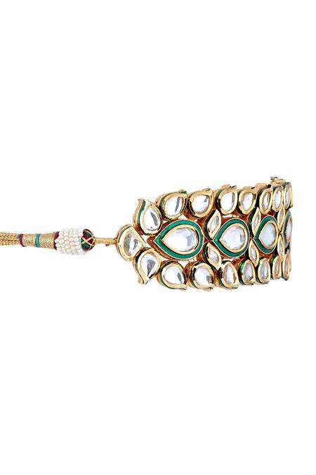 Shop_Anayah Jewellery_Gold Plated Diamonds, Stones Kundan Polki Choker Set_Online_at_Aza_Fashions