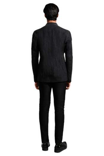 Shop Kunal Rawal Black Linen Washout Bandhgala at Aza Fashions Shop_Kunal Rawal_Black Linen Washout Bandhgala _at_Aza_Fashions
