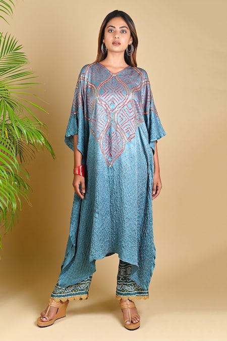 Dyelogue Gajji Silk Bandhani Asymmetric Kurta 