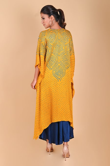 Dyelogue Gajji Silk Bandhani Asymmetric Kurta 