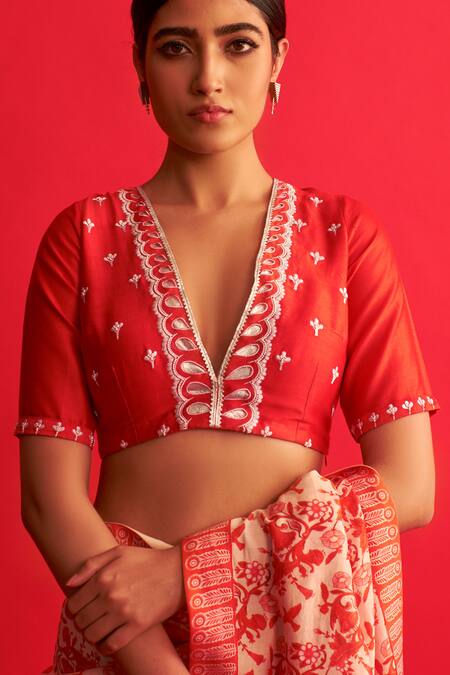 New Red Color Bollywood Saree Blouse Designs 2019