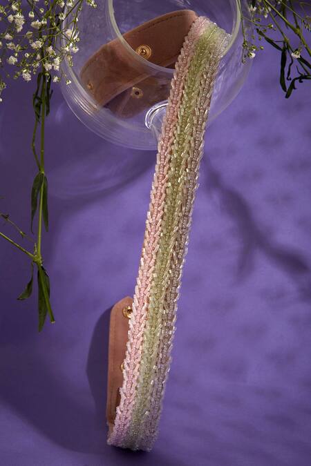 House Of D"Oro_Multi Color Cutdana Lace Embroidered Waist Belt_Online_at_Aza_Fashions