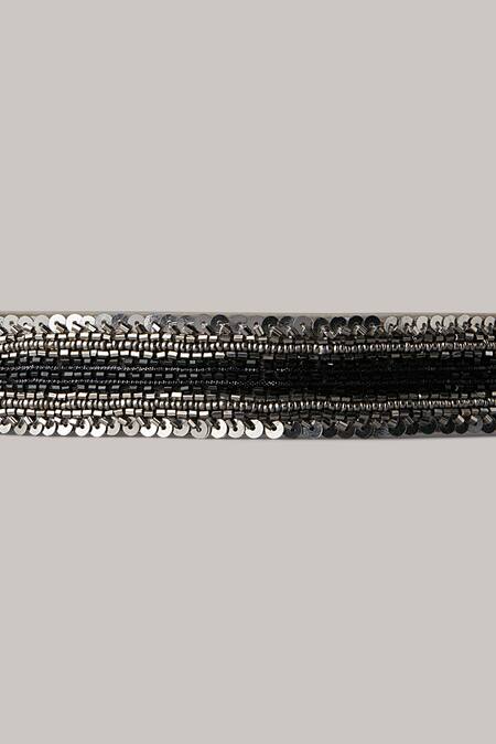 Buy_House Of D"Oro_Black Cut Work, Sequins Embroidered Belt_Online_at_Aza_Fashions