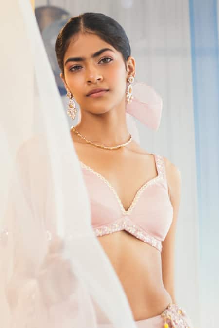 Buy Madzin Purple Silk Lining Shantoon Sweetheart Neck Lehenga Set Online at Aza Fashions Buy_Madzin_Purple Silk Lining Shantoon Sweetheart Neck Lehenga Set _Online_at_Aza_Fashions