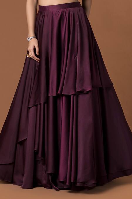Shop Mehak Murpana Maroon Milano Satin One Shoulder Blouse And Lehenga Set Online at Aza Fashions Shop_Mehak Murpana_Maroon Milano Satin One Shoulder Blouse And Lehenga Set _Online_at_Aza_Fashions