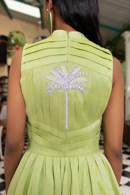 Saksham & Neharicka Cotton Zari Pleated Dress