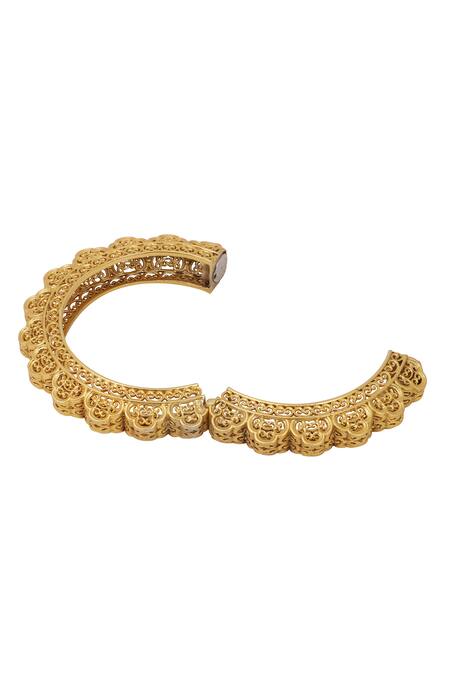 Buy_Zariin_Gold Plated Filigree Cutwork Bangle _Online_at_Aza_Fashions