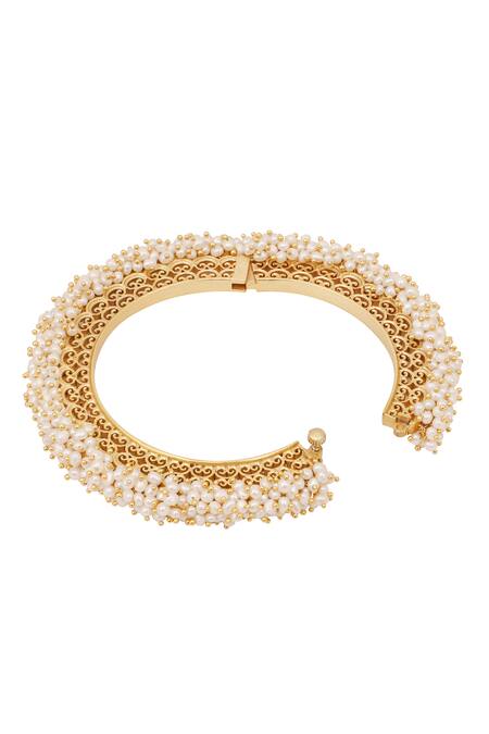 Buy Zariin Gold Plated Pearl Filigree Bead Bangle Online at Aza Fashions Buy_Zariin_Gold Plated Pearl Filigree Bead Bangle _Online_at_Aza_Fashions