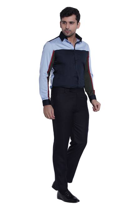 Abkasa_Multi Color Cotton Slim-fit Colorblock Shirt _Online_at_Aza_Fashions
