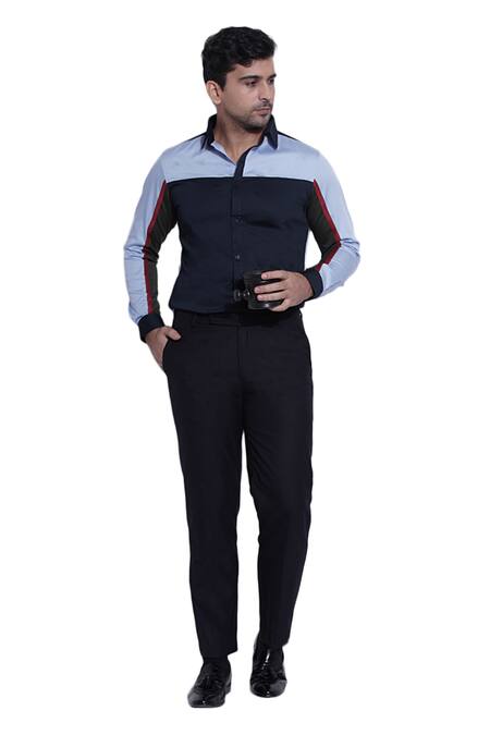 Buy_Abkasa_Multi Color Cotton Slim-fit Colorblock Shirt _Online_at_Aza_Fashions
