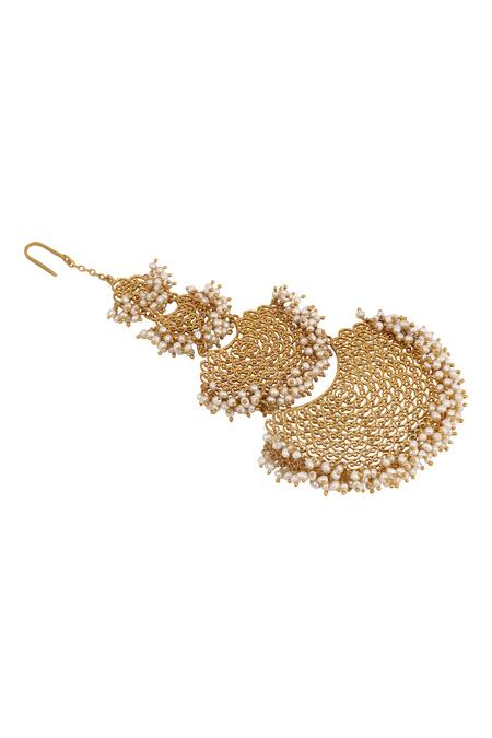 Buy_Zariin_Gold Plated Pearl Filigree Tiered Passa_Online_at_Aza_Fashions