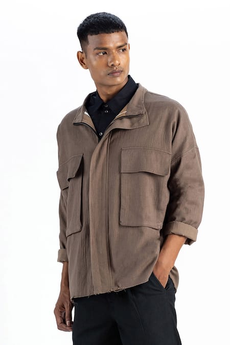 Men Black Fabric Premium Jacket with Leather Sleeves Elastic Bottom -  Leather Skin Shop