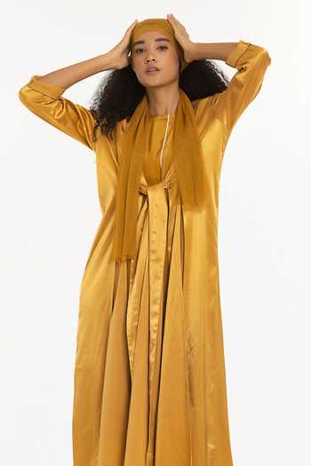 Three Yellow Satin Lycra Open Front Knot Jacket Online at Aza Fashions Three_Yellow Satin Lycra Open Front Knot Jacket_Online_at_Aza_Fashions