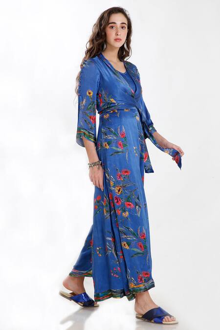 Whimsical By Shica Blue Silk Organza Round Printed Jumpsuit Online at Aza Fashions Whimsical By Shica_Blue Silk Organza Round Printed Jumpsuit _Online_at_Aza_Fashions