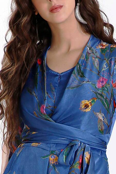 Buy Whimsical By Shica Blue Silk Organza Round Printed Jumpsuit Online at Aza Fashions Buy_Whimsical By Shica_Blue Silk Organza Round Printed Jumpsuit _Online_at_Aza_Fashions