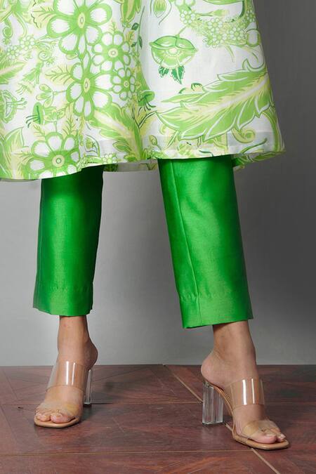 Buy Saksham & Neharicka Green Chanderi Round Printed Kurta Online at Aza Fashions Buy_Saksham & Neharicka_Green Chanderi Round Printed Kurta _Online_at_Aza_Fashions