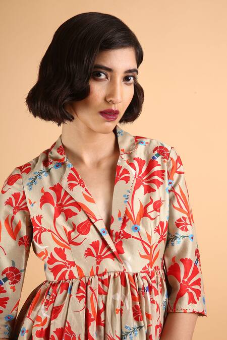 Buy Saksham & Neharicka Red Chanderi Notched Lapel Kurti Sharara Set Online at Aza Fashions Buy_Saksham & Neharicka_Red Chanderi Notched Lapel Kurti Sharara Set_Online_at_Aza_Fashions