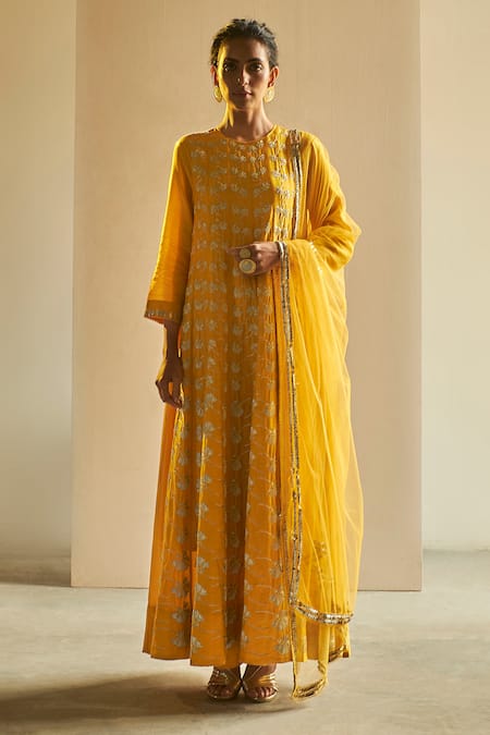 SAKSHAM & NEHARICKA Chanderi Anarkali Set 