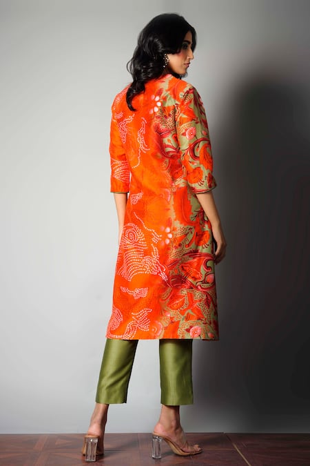 Saksham & Neharicka Chanderi Printed Kurta & Pant Set