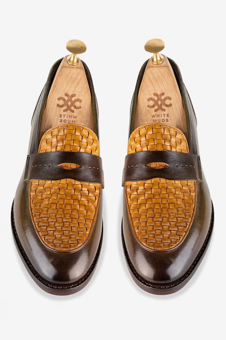 Shop Whitemuds Green Woven Loafers at Aza Fashions Shop_Whitemuds_Green Woven Loafers _at_Aza_Fashions