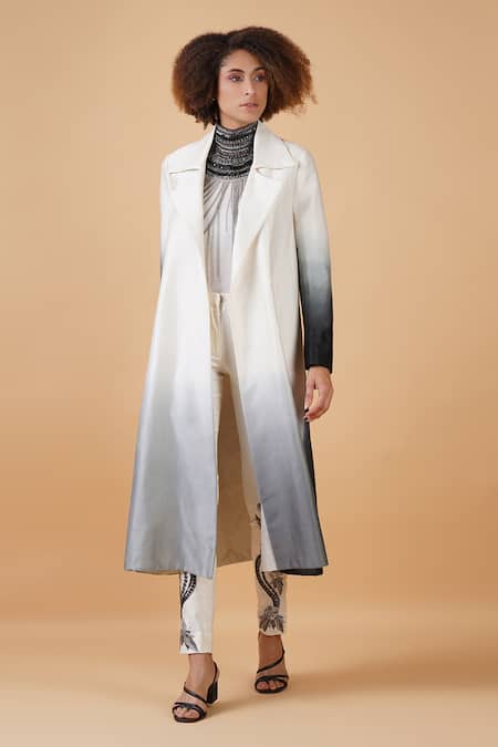 Samant Chauhan Off White Silk Lining Embroidery Ombre And Straight Pant Set Online at Aza Fashions Samant Chauhan_Off White Silk Lining Embroidery Ombre And Straight Pant Set _Online_at_Aza_Fashions