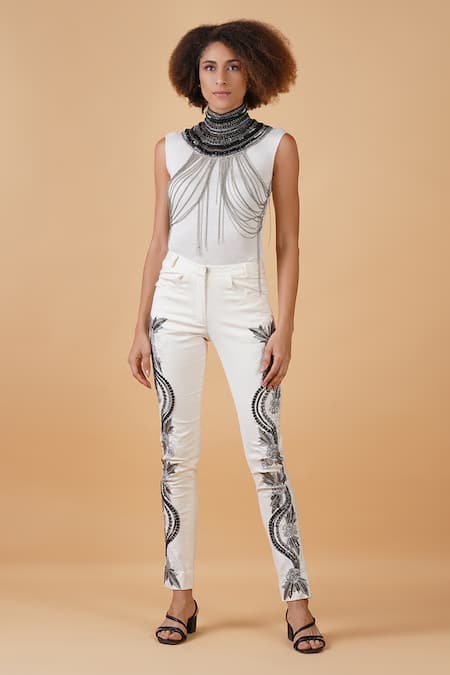 Shop Samant Chauhan Off White Silk Lining Embroidery Ombre And Straight Pant Set Online at Aza Fashions Shop_Samant Chauhan_Off White Silk Lining Embroidery Ombre And Straight Pant Set _Online_at_Aza_Fashions