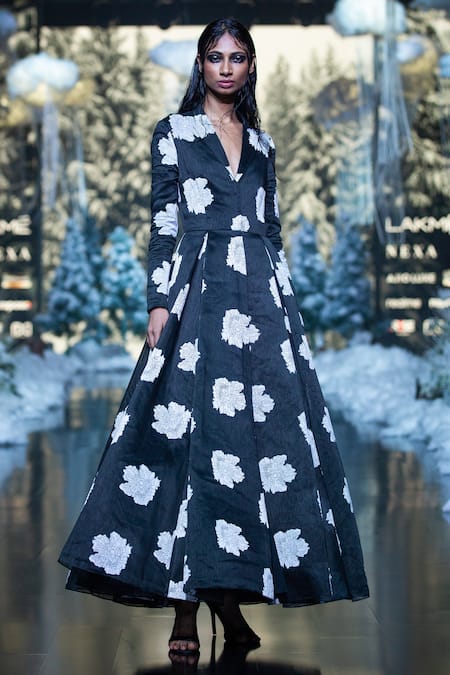 Samant Chauhan Floral Block Print Gown 