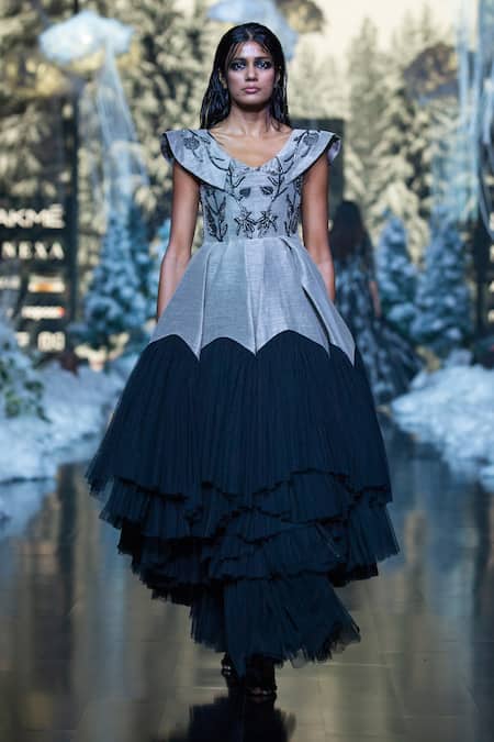 Samant Chauhan Bodice Embroidered Dress 