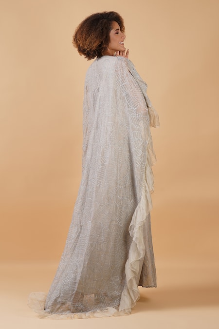 Samant Chauhan Linen Silk Kaftan Gown 