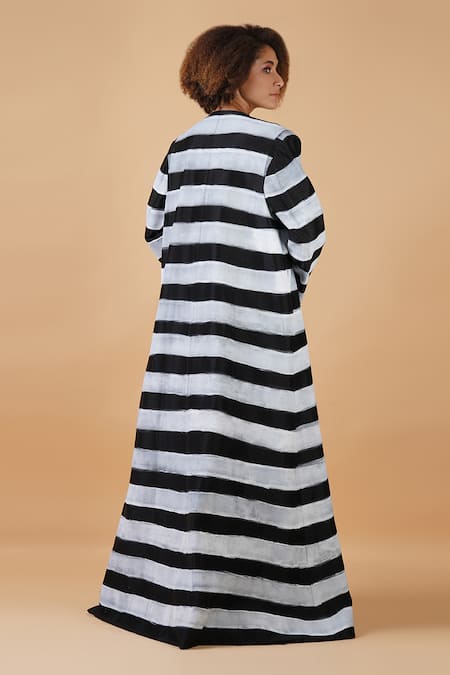 Samant Chauhan Stripe Print Jacket With Gown 