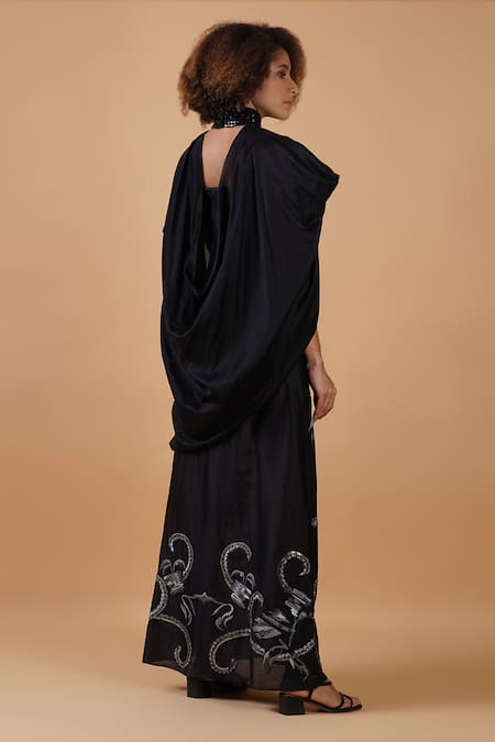 Samant Chauhan Embroidered Gown With Cape 