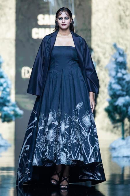 Women Black Anarkali Gown Bollywood Style Kurta Designer Jacket Flared  Kurti New | eBay