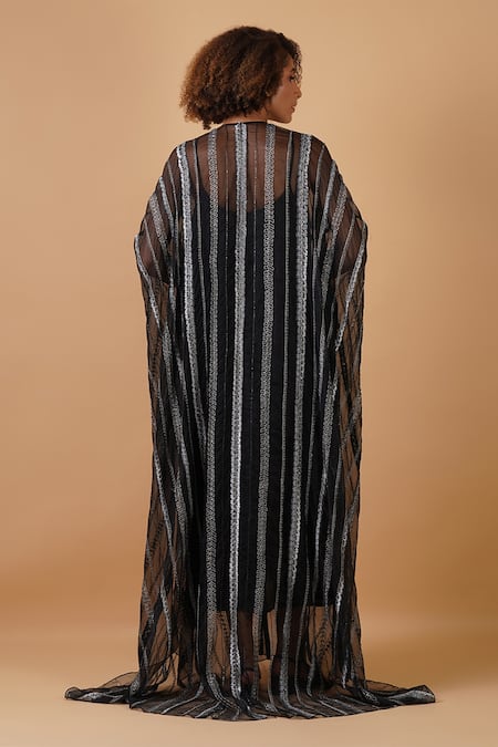 Samant Chauhan Stripe Embroidered Kaftan 