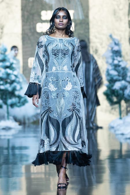 Samant Chauhan Cotton Silk Embroidered Dress 