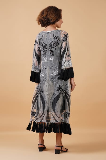 Samant Chauhan Cotton Silk Embroidered Dress 