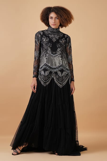 Samant Chauhan Floral Embroidered Gown 