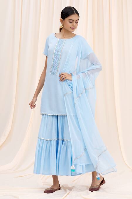 Naintara Bajaj Blue Embroidered Kurta Set