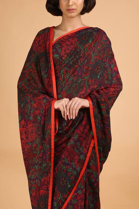 Buy Saksham & Neharicka Red Cotton Silk Chiffon Saree Online at Aza Fashions Buy_Saksham & Neharicka_Red Cotton Silk Chiffon Saree_Online_at_Aza_Fashions