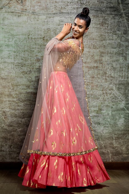 Wedding party wear Indian Designer Pink Lehenga choli dupatta for girls and  women custom stitched lehenga blouse Heavy embroidered Lehenga