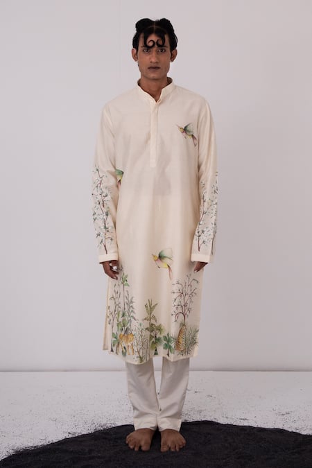Wabi Sabi By Anshum-Ritesh Bengal Tiger Hand Painted Kurta Set 