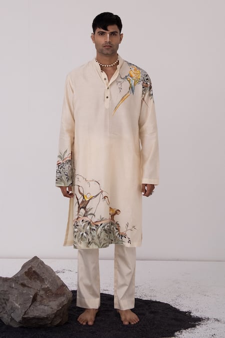 WABI SABI BY ANSHUM-RITESH Monkey Menance Hand Painted Kurta Set 